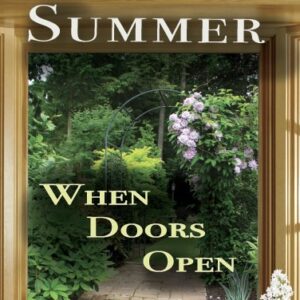 Book cover with glass doors open to a lush garden.